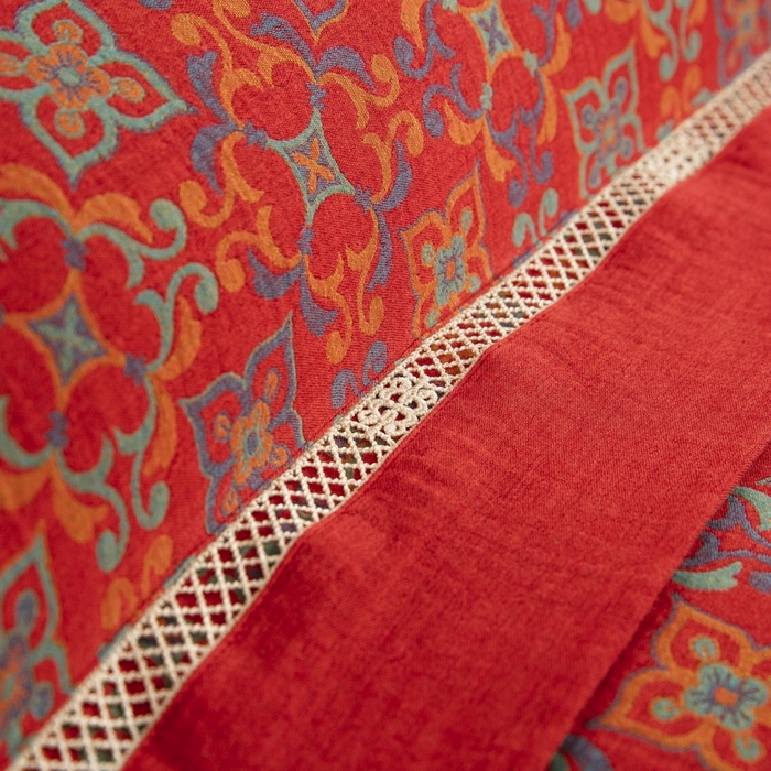 91家纺网 家纺一手货源 找家纺 （总）仰望棉麻双层纱供应链 2026新款镂空飞边款全棉色织提花四件套-鸳鸯锦