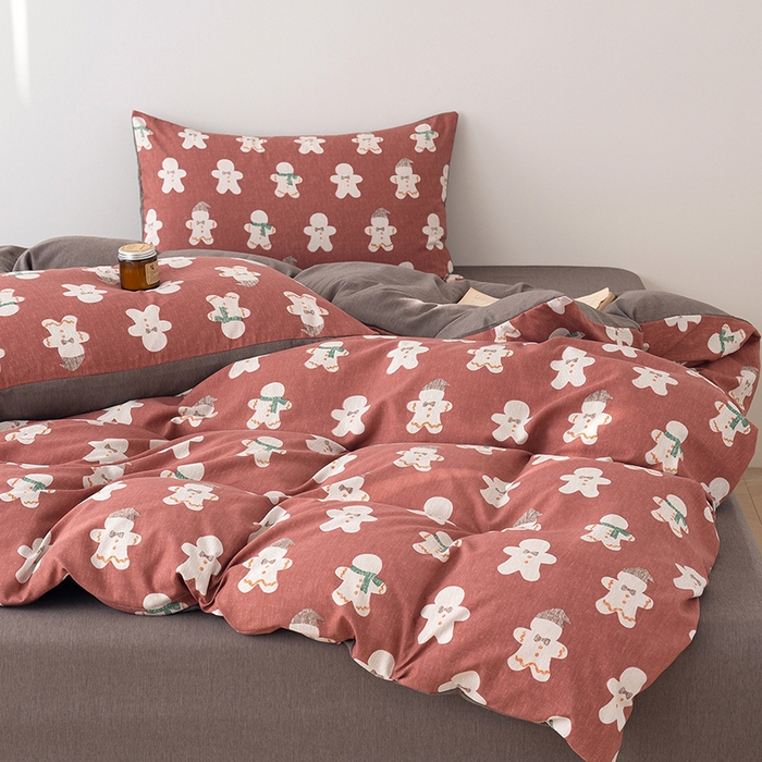 91家纺网 家纺一手货源 找家纺 竹合家纺 2025秋冬新款加厚磨毛色织暖绒系列针织四件套高克重雪娃娃