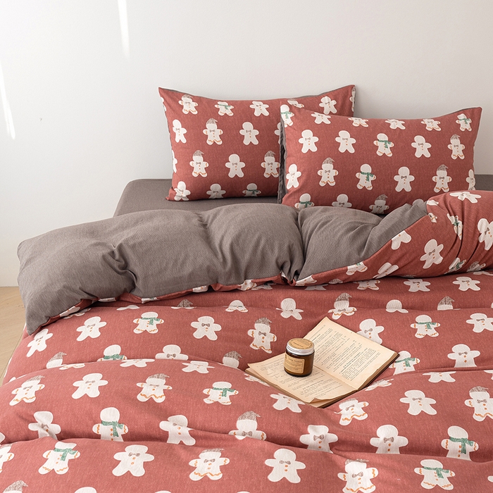 91家纺网 家纺一手货源 找家纺 竹合家纺 2025秋冬新款加厚磨毛色织暖绒系列针织四件套高克重雪娃娃