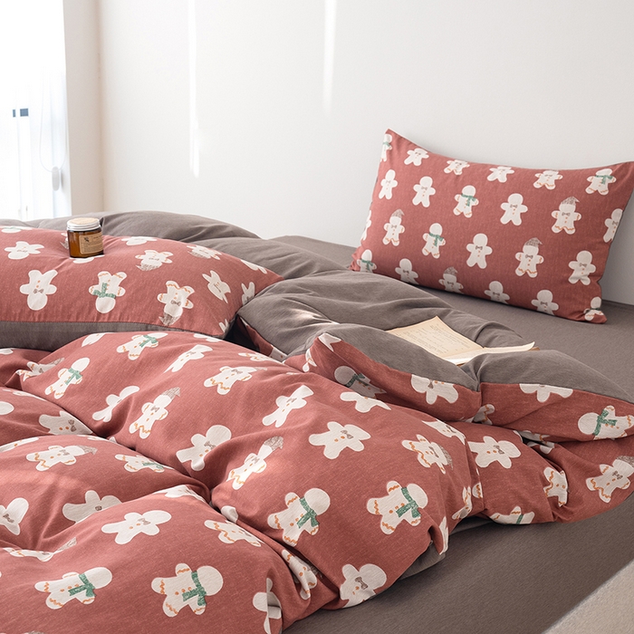 91家纺网 家纺一手货源 找家纺 竹合家纺 2025秋冬新款加厚磨毛色织暖绒系列针织四件套高克重雪娃娃