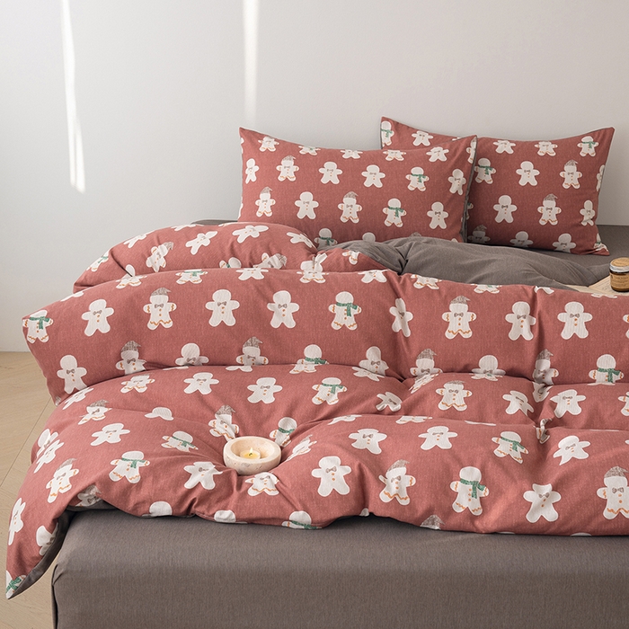 91家纺网 家纺一手货源 找家纺 竹合家纺 2025秋冬新款加厚磨毛色织暖绒系列针织四件套高克重雪娃娃