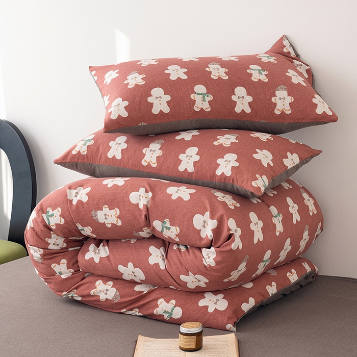 91家纺网 家纺一手货源 找家纺 竹合家纺 2025秋冬新款加厚磨毛色织暖绒系列针织四件套高克重雪娃娃