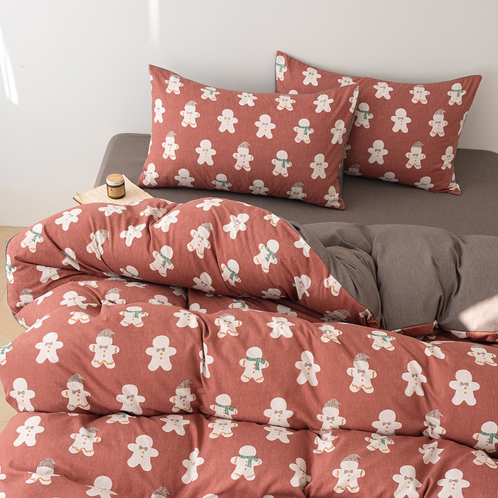 91家纺网 家纺一手货源 找家纺 竹合家纺 2025秋冬新款加厚磨毛色织暖绒系列针织四件套高克重雪娃娃