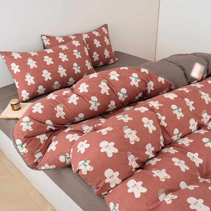 91家纺网 家纺一手货源 找家纺 竹合家纺 2025秋冬新款加厚磨毛色织暖绒系列针织四件套高克重雪娃娃