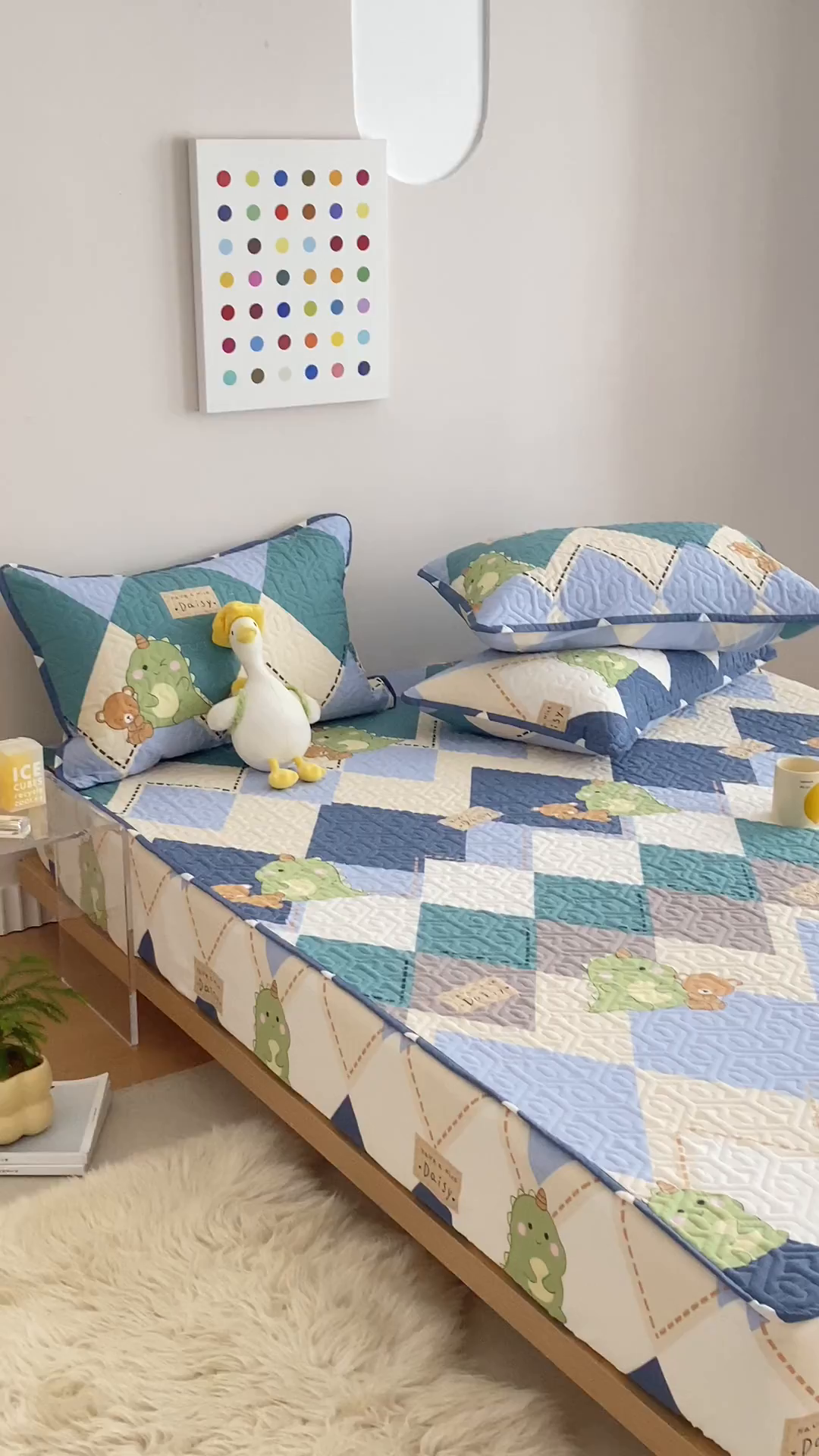 91家纺网 家纺一手货源 找家纺 忘忧草 2025新款清新简约全棉印花夹棉床笠 淘淘龙