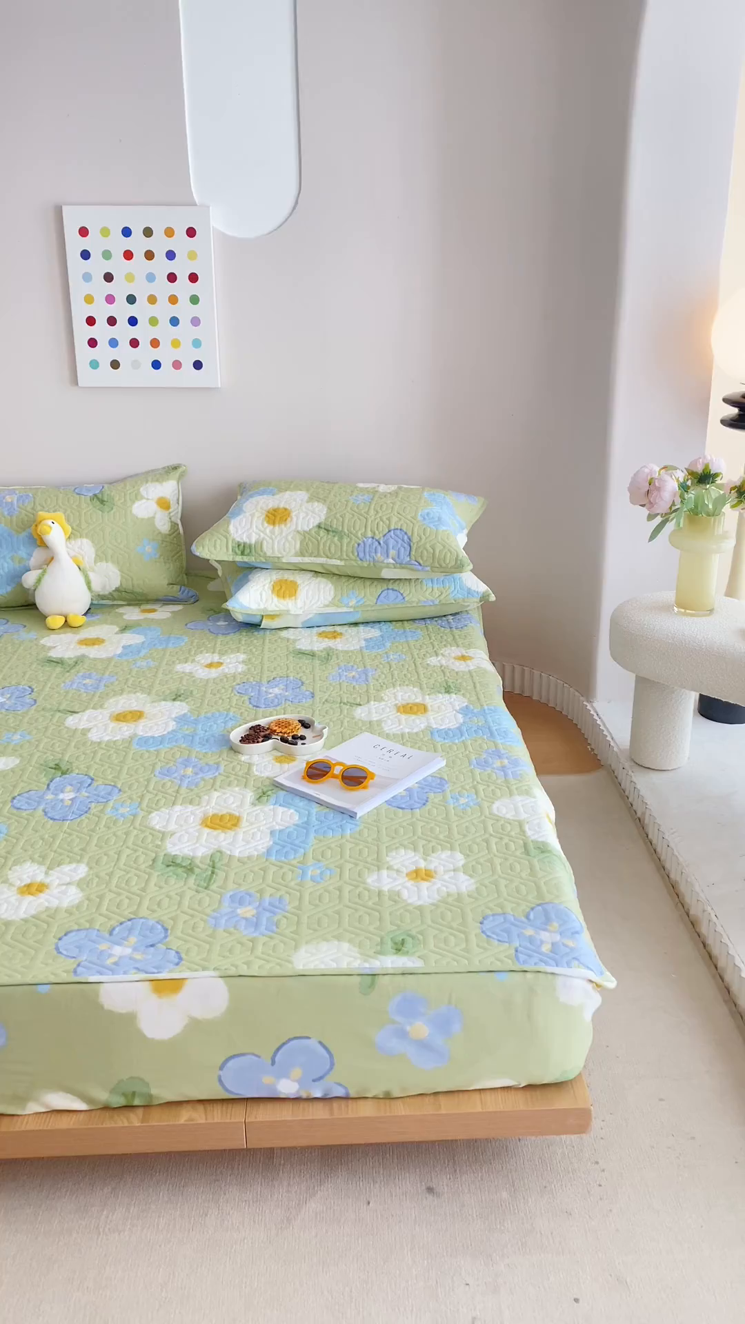 91家纺网 家纺一手货源 找家纺 忘忧草 2025新款清新简约全棉印花夹棉床笠 雅秀