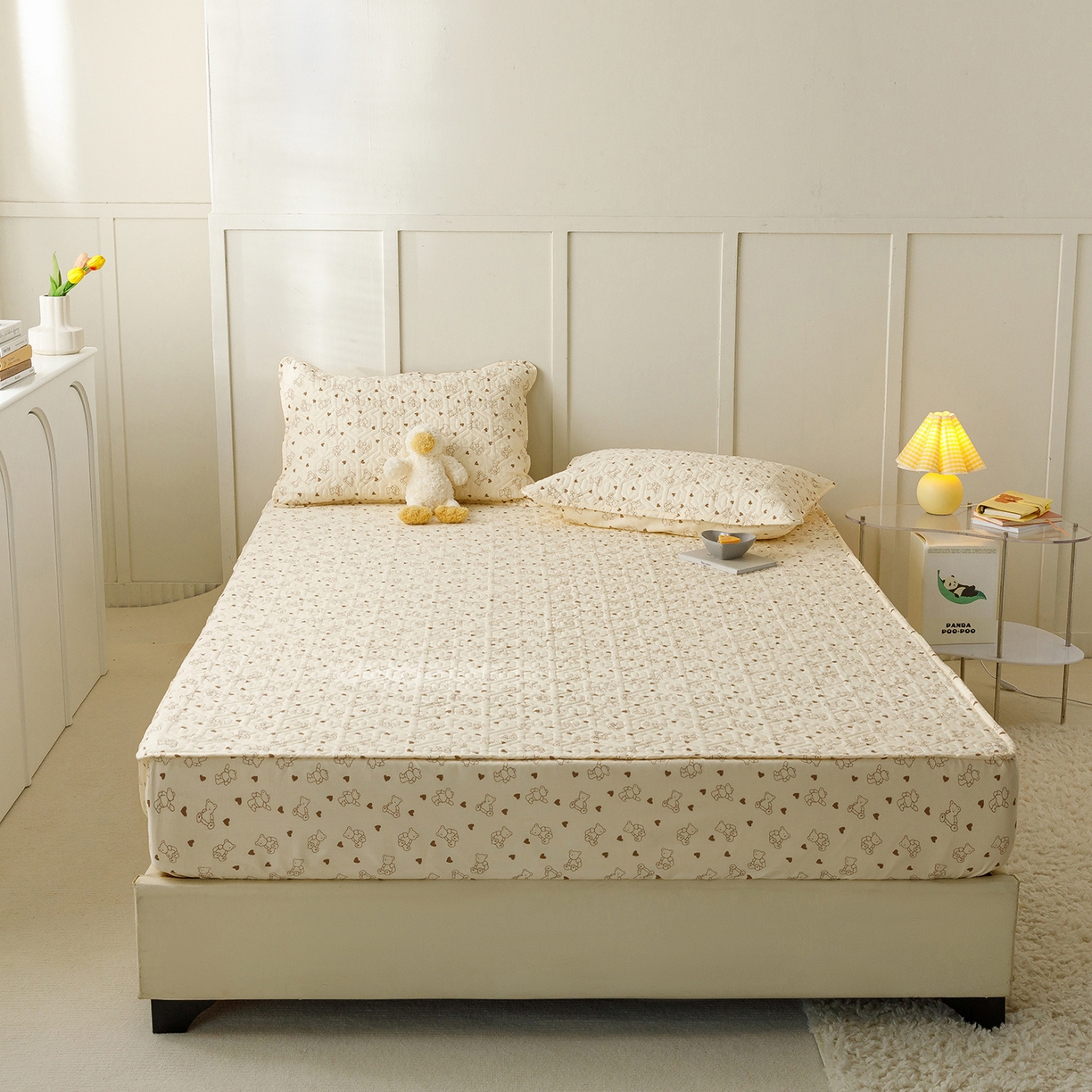 忘忧草 2025新款清新简约全棉印花夹棉床笠 贝贝熊