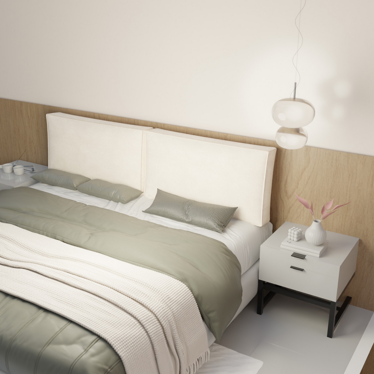 91家纺网 家纺一手货源 找家纺 美达人 2025新款绒款雪尼尔立体面包床靠靠垫 雪尼尔-压线面包-白