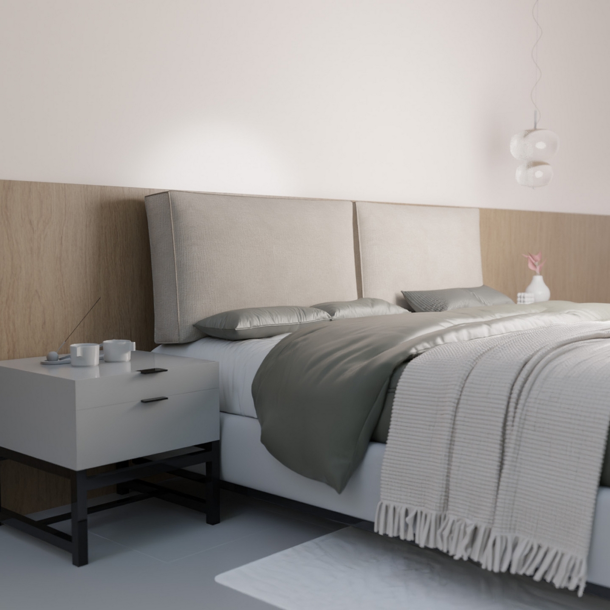 美达人 2025新款绒款雪尼尔立体面包床靠靠垫 雪尼尔-压线面包-浅灰