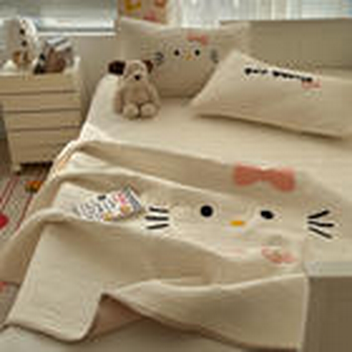 91家纺网 家纺一手货源 找家纺 （总）繁花家居 2025新款云朵棉软到心坎可爱毛巾绣床盖，不跑床的加厚床单