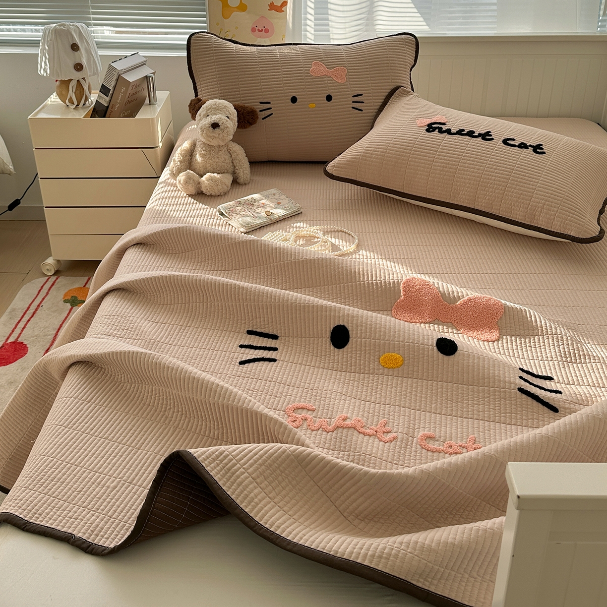 91家纺网 家纺一手货源 找家纺 繁花 2024新款亲肤舒适花边款夏被 贝拉-奶紫