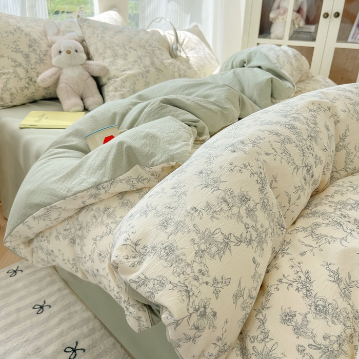 91家纺网 家纺一手货源 找家纺 （总）玉海棠家纺 2025新款双层皱皱纱四件套