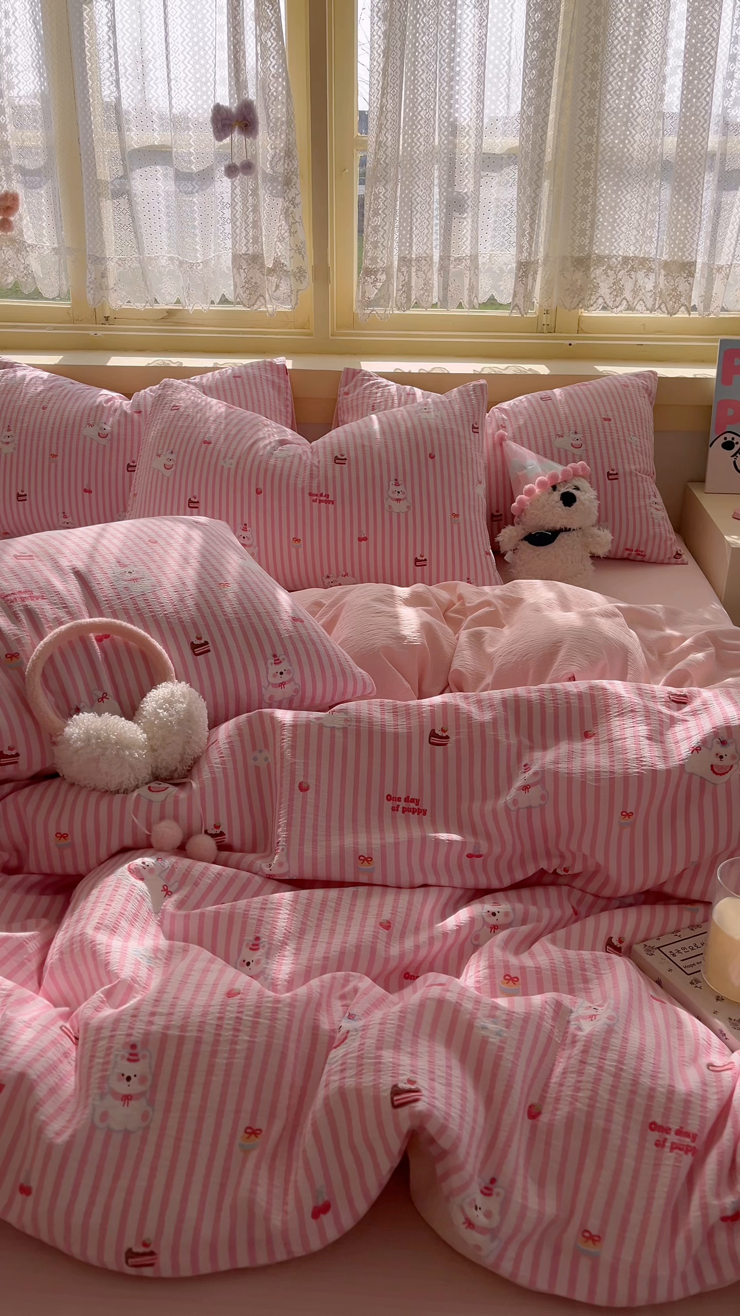 91家纺网 家纺一手货源 找家纺 玉海棠家纺 2025新款双层皱皱纱四件套 生日派对