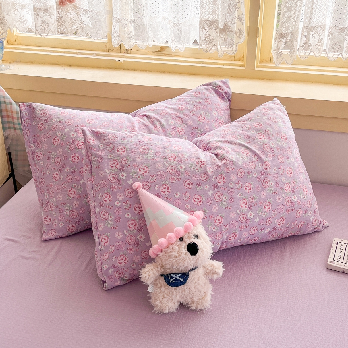 91家纺网 家纺一手货源 找家纺 玉海棠家纺 2025新款双层皱皱纱四件套 夕颜