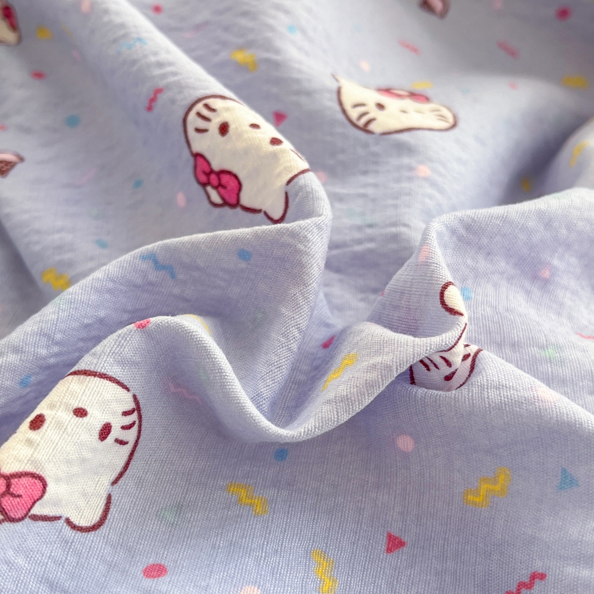 91家纺网 家纺一手货源 找家纺 玉海棠家纺 2025新款双层皱皱纱四件套 芝士小猫