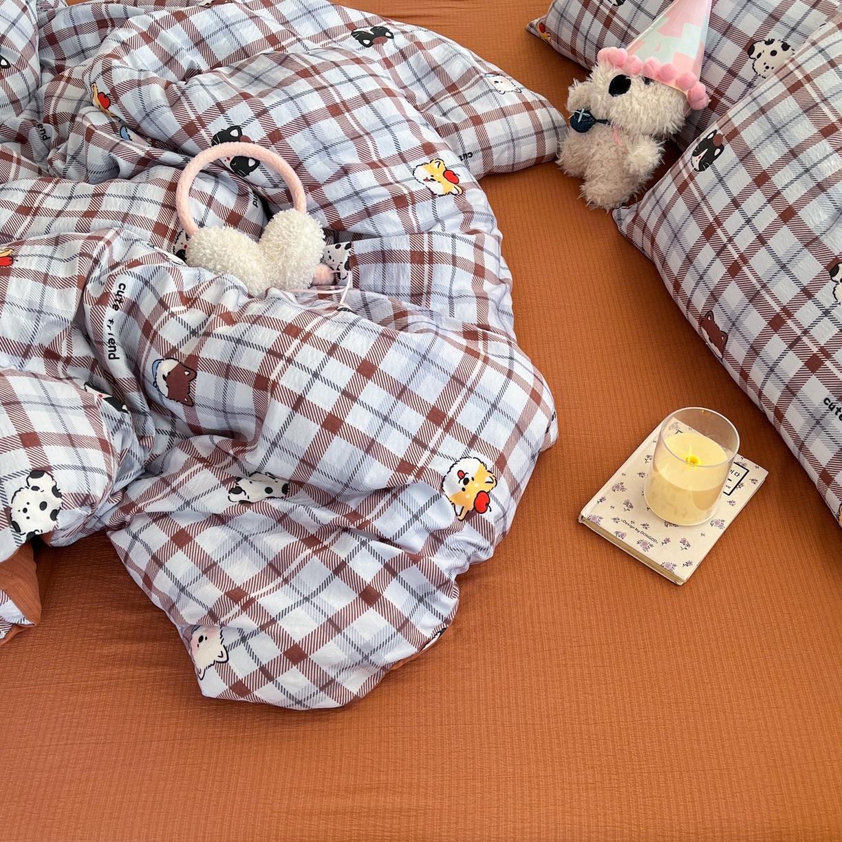 91家纺网 家纺一手货源 找家纺 玉海棠家纺 2025新款双层皱皱纱四件套 动物王国