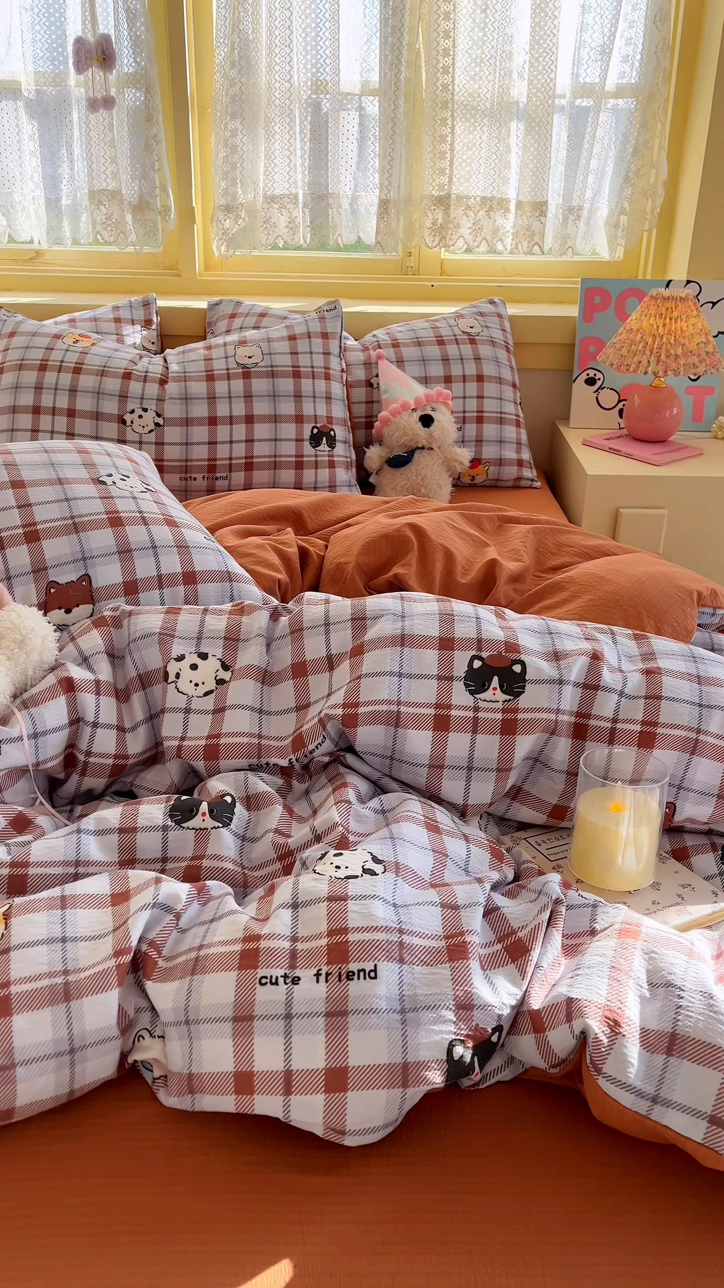 91家纺网 家纺一手货源 找家纺 玉海棠家纺 2025新款双层皱皱纱四件套 动物王国