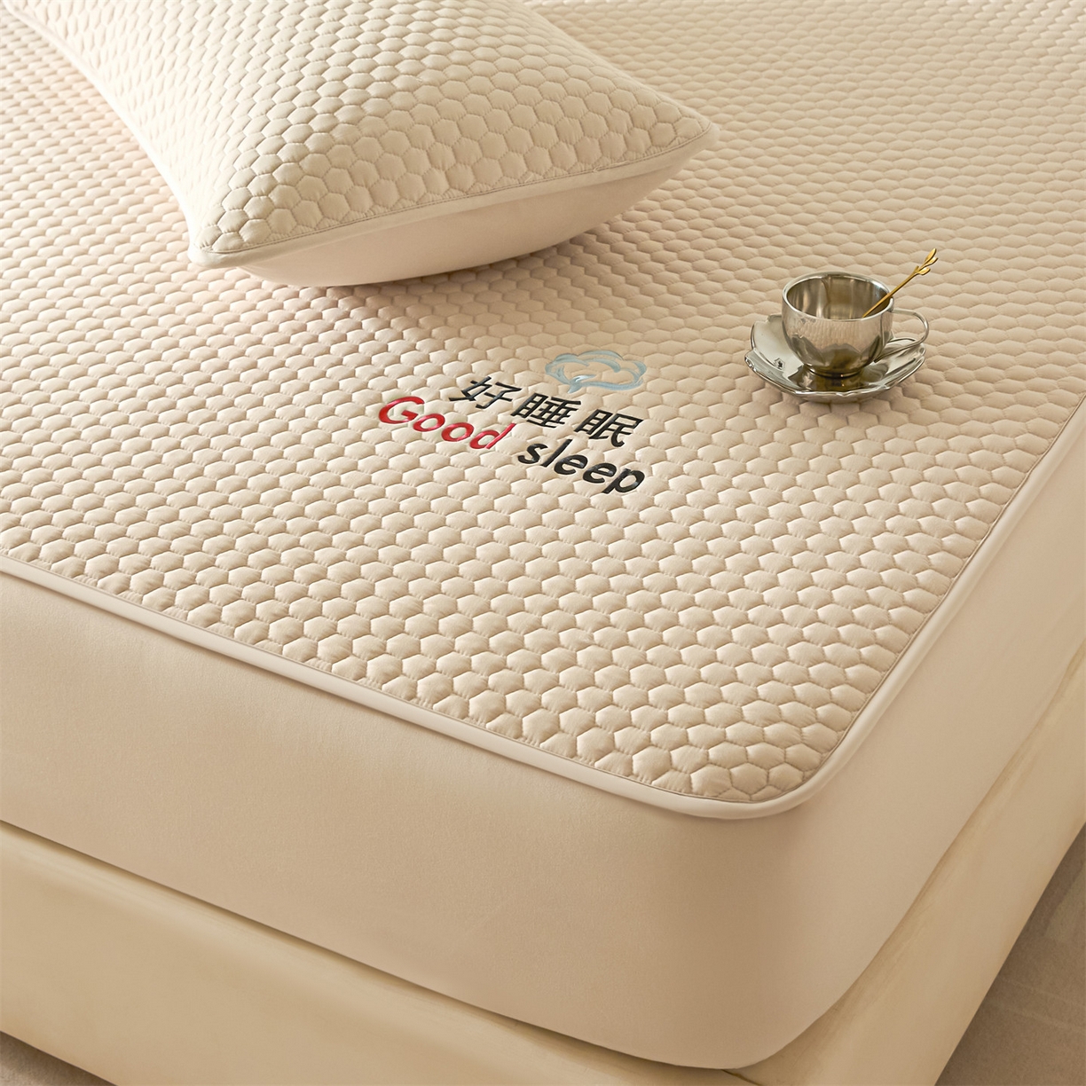 91家纺网 家纺一手货源 找家纺 居眠 2026新款好睡眠-棉花床笠 好睡眠-卡其