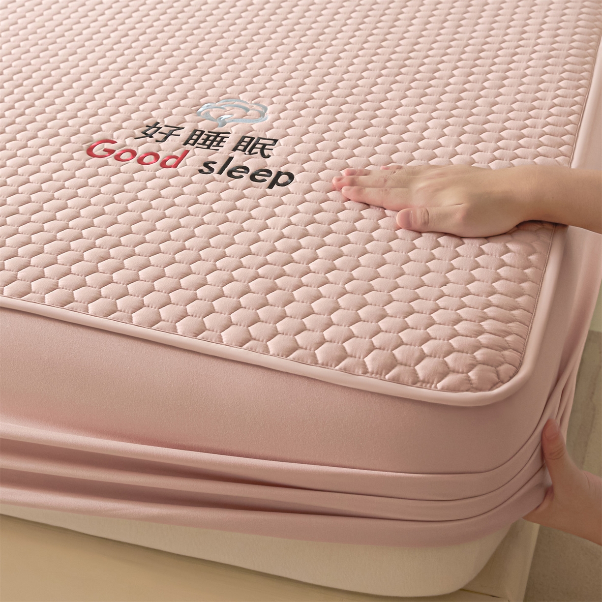 91家纺网 家纺一手货源 找家纺 居眠 2026新款好睡眠-棉花床笠 好睡眠-樱桃粉