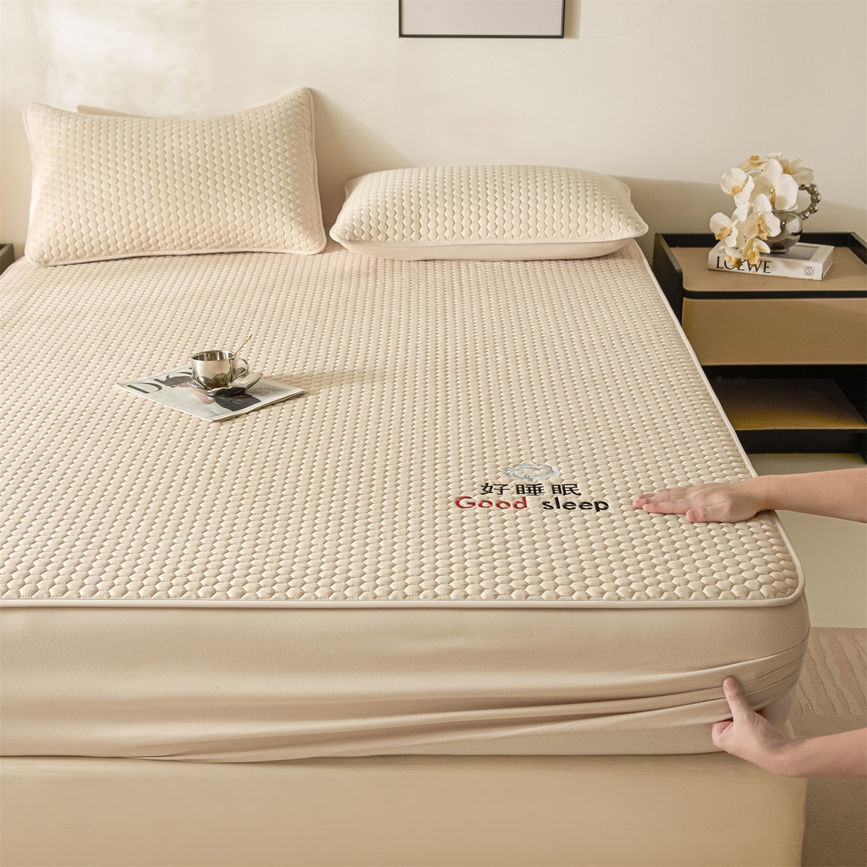 91家纺网 家纺一手货源 找家纺 居眠 2026新款好睡眠-棉花床笠 好睡眠-卡其