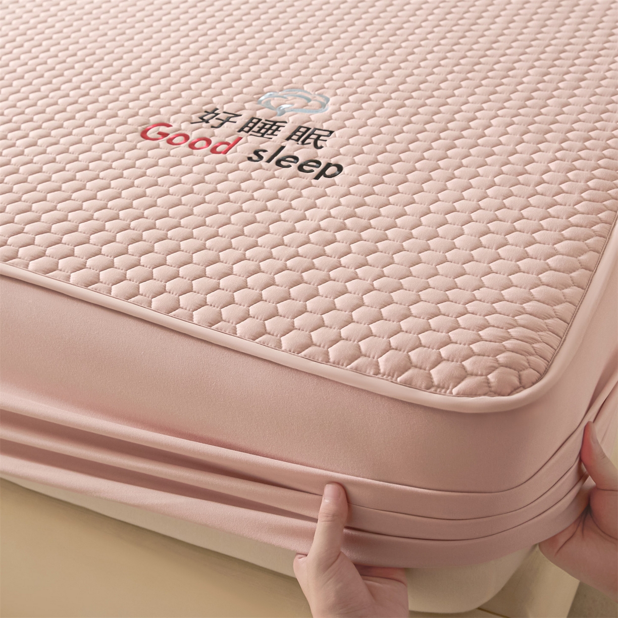 91家纺网 家纺一手货源 找家纺 居眠 2026新款好睡眠-棉花床笠 好睡眠-樱桃粉