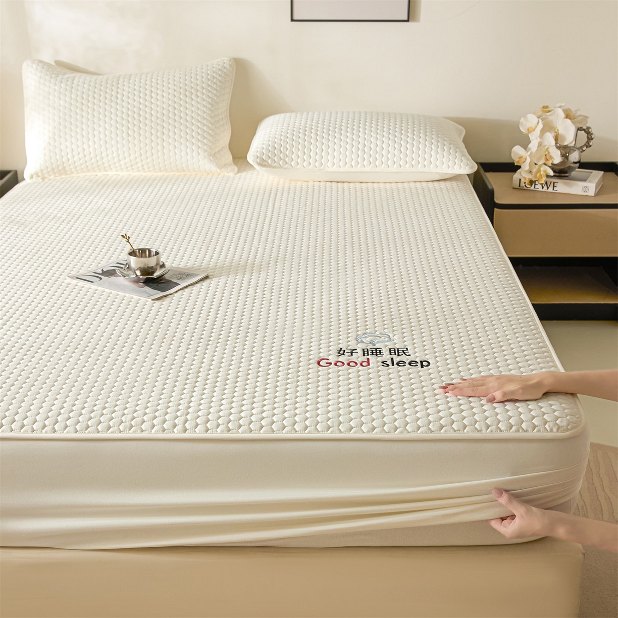 91家纺网 家纺一手货源 找家纺 居眠 2026新款好睡眠-棉花床笠 好睡眠-云舒白