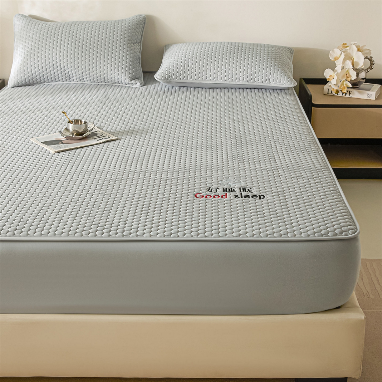 91家纺网 家纺一手货源 找家纺 居眠 2026新款好睡眠-棉花床笠 好睡眠-雾隐灰