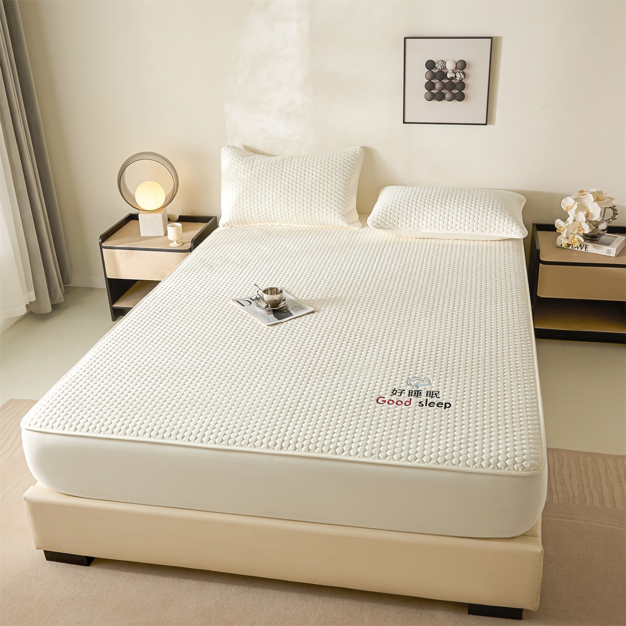 91家纺网 家纺一手货源 找家纺 居眠 2026新款好睡眠-棉花床笠 好睡眠-云舒白