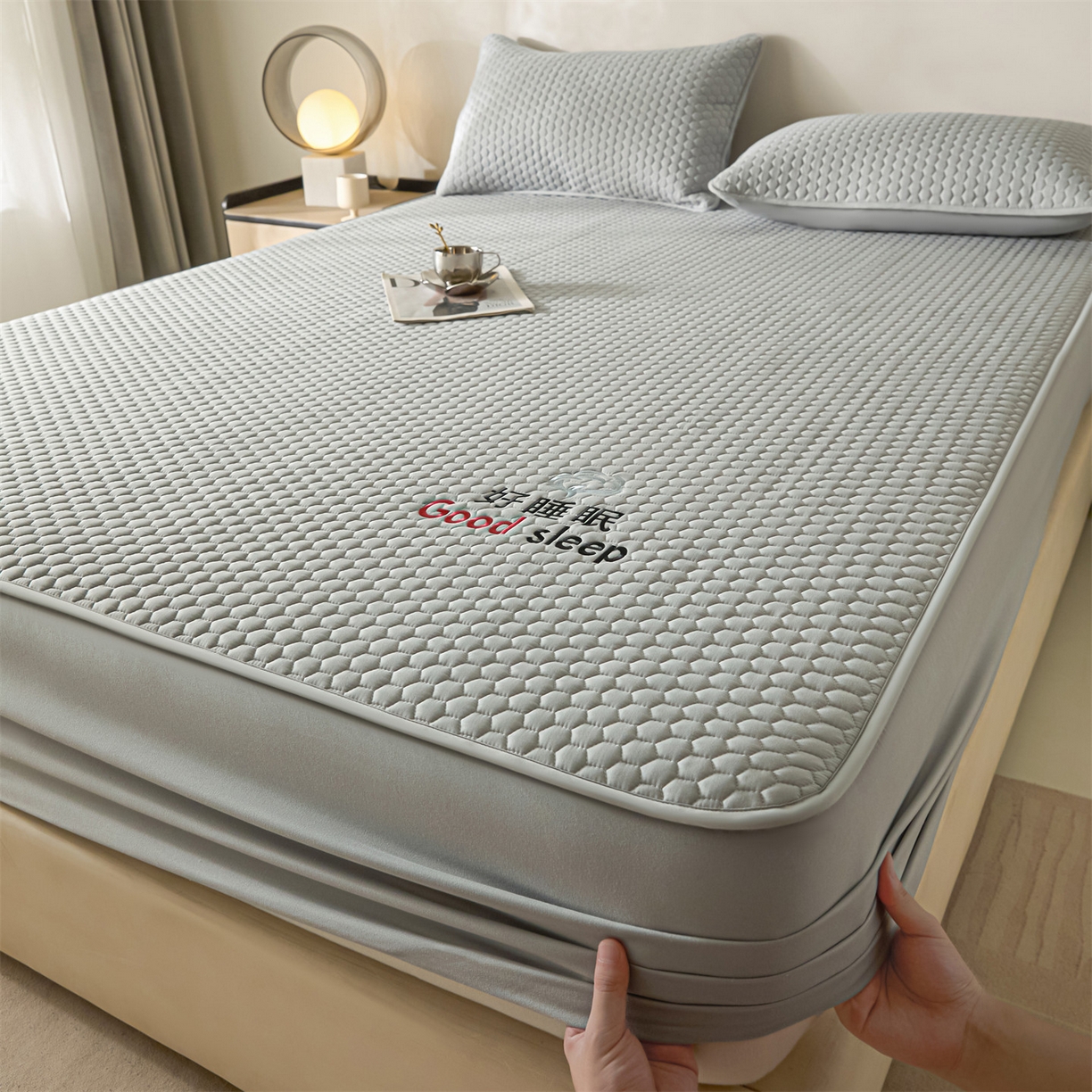 91家纺网 家纺一手货源 找家纺 居眠 2026新款好睡眠-棉花床笠 好睡眠-雾隐灰