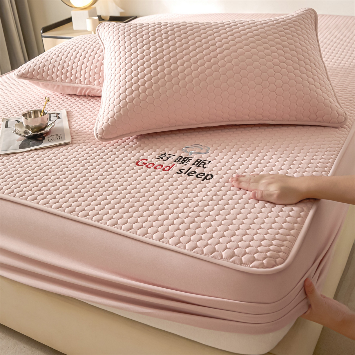 91家纺网 家纺一手货源 找家纺 居眠 2026新款好睡眠-棉花床笠 好睡眠-樱桃粉
