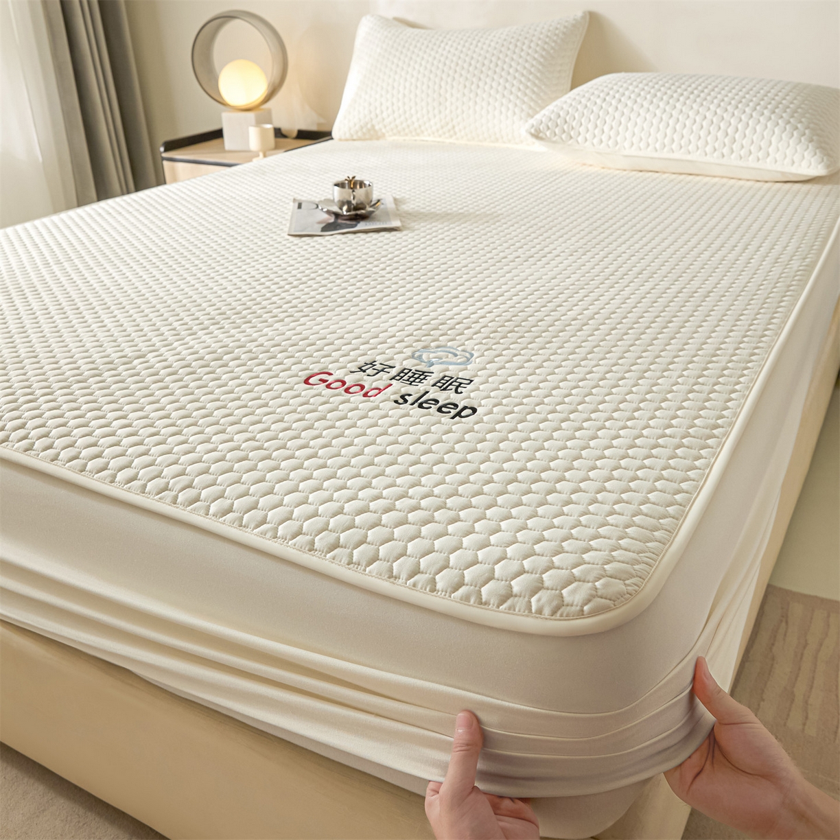 91家纺网 家纺一手货源 找家纺 居眠 2026新款好睡眠-棉花床笠 好睡眠-云舒白