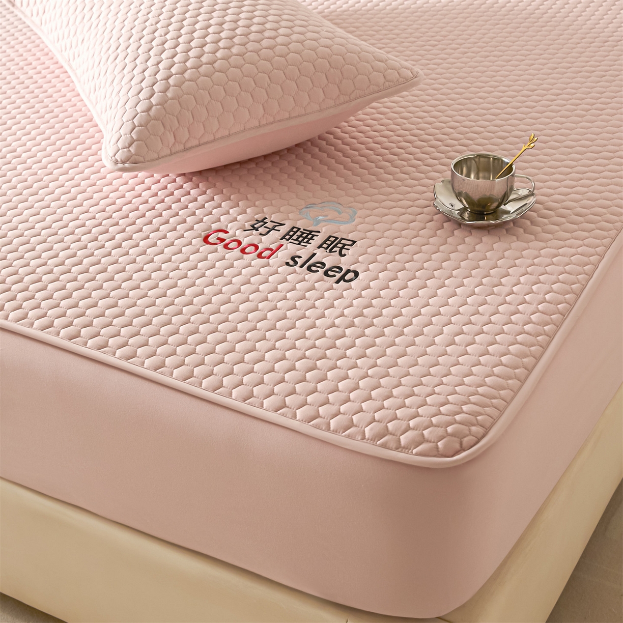 91家纺网 家纺一手货源 找家纺 居眠 2026新款好睡眠-棉花床笠 好睡眠-樱桃粉