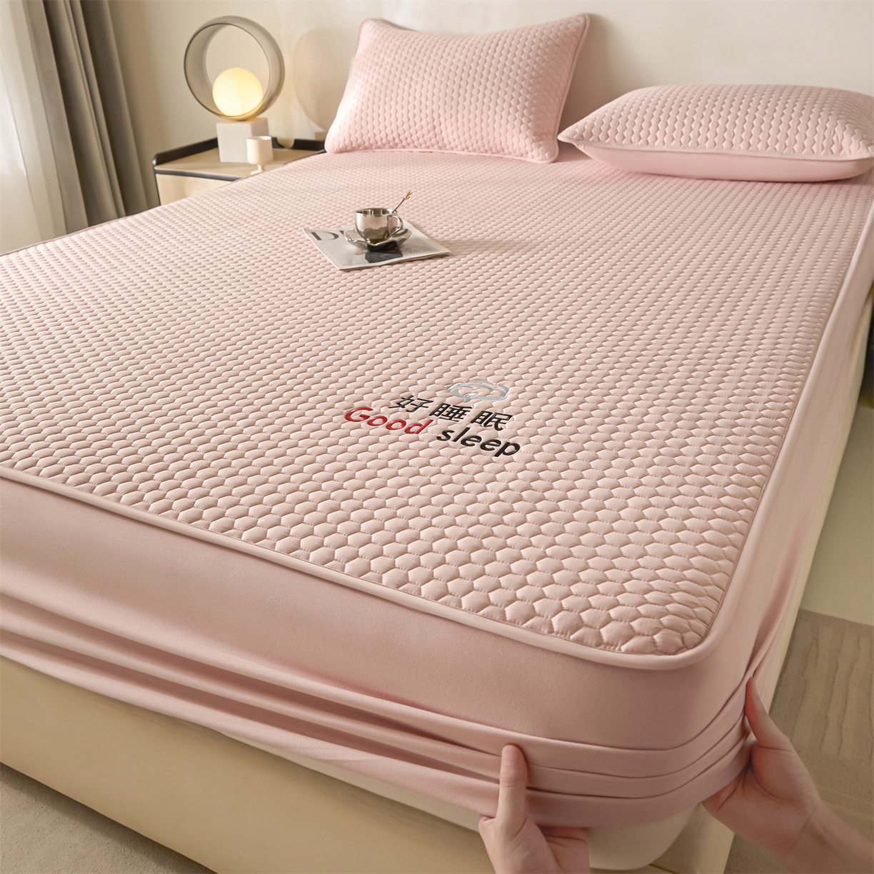 91家纺网 家纺一手货源 找家纺 居眠 2026新款好睡眠-棉花床笠 好睡眠-樱桃粉