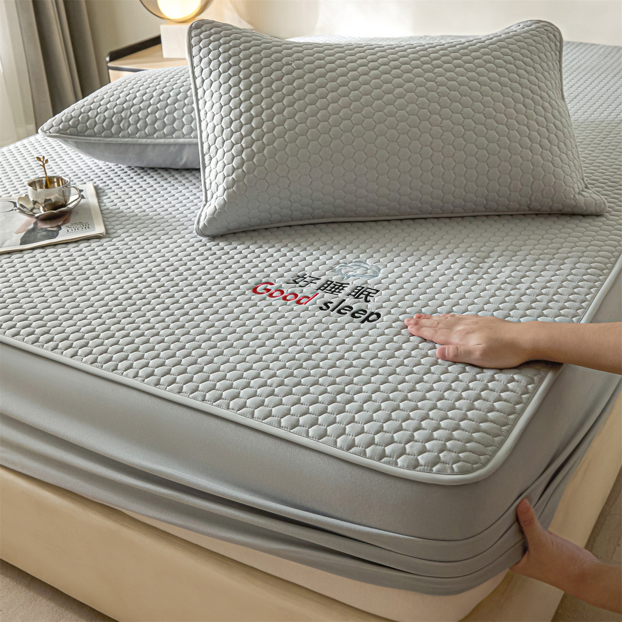 91家纺网 家纺一手货源 找家纺 居眠 2026新款好睡眠-棉花床笠 好睡眠-雾隐灰