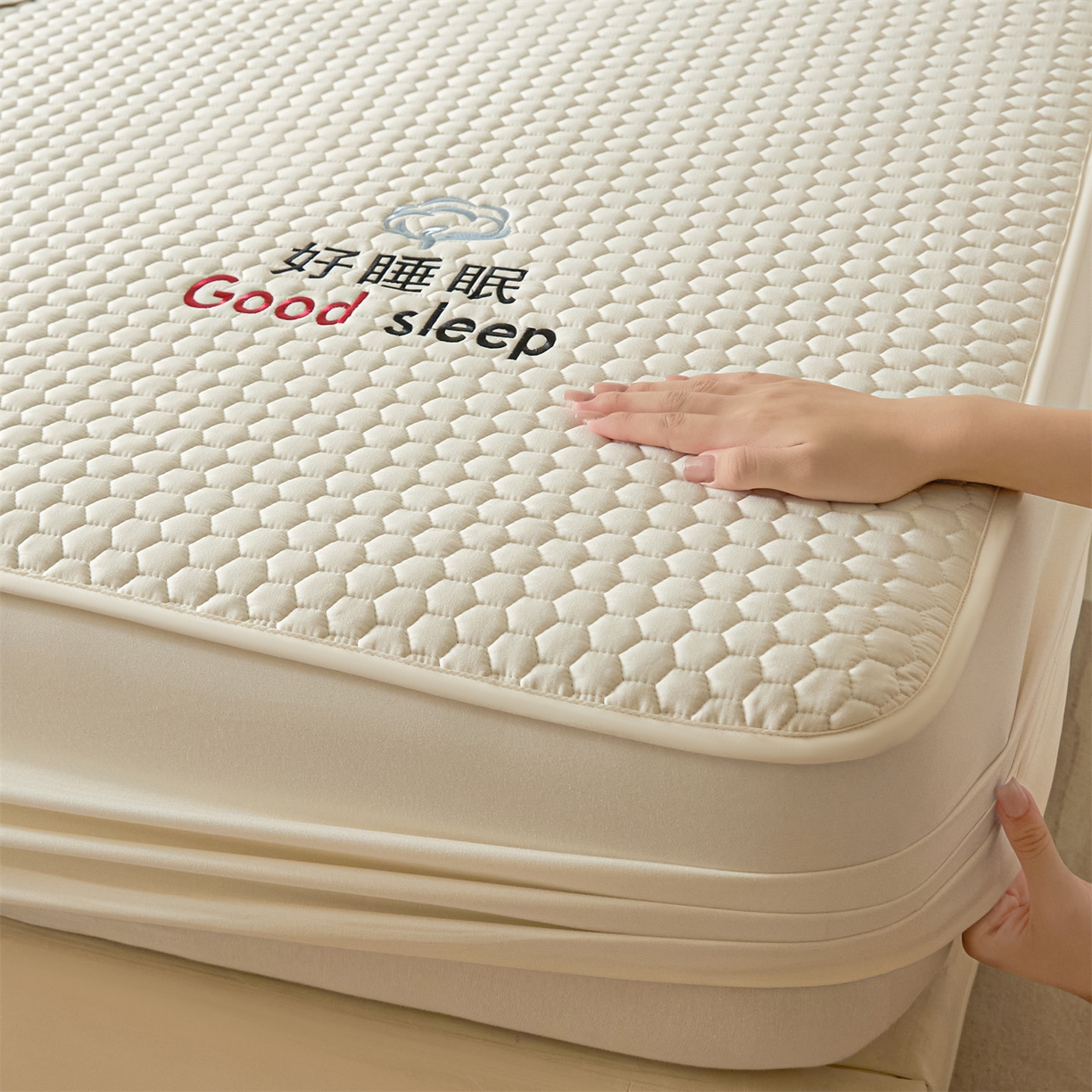 91家纺网 家纺一手货源 找家纺 居眠 2026新款好睡眠-棉花床笠 好睡眠-云舒白