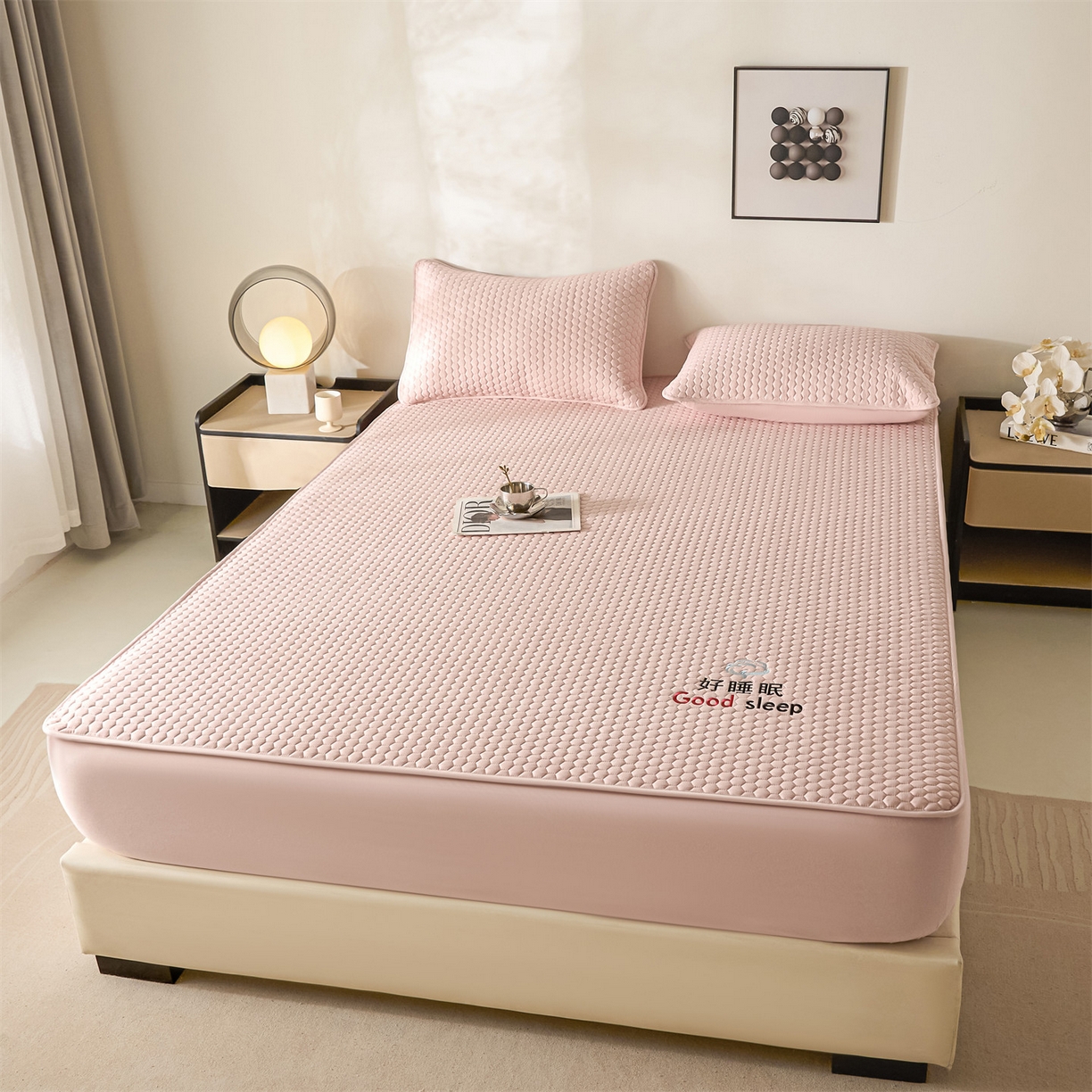 91家纺网 家纺一手货源 找家纺 居眠 2026新款好睡眠-棉花床笠 好睡眠-樱桃粉