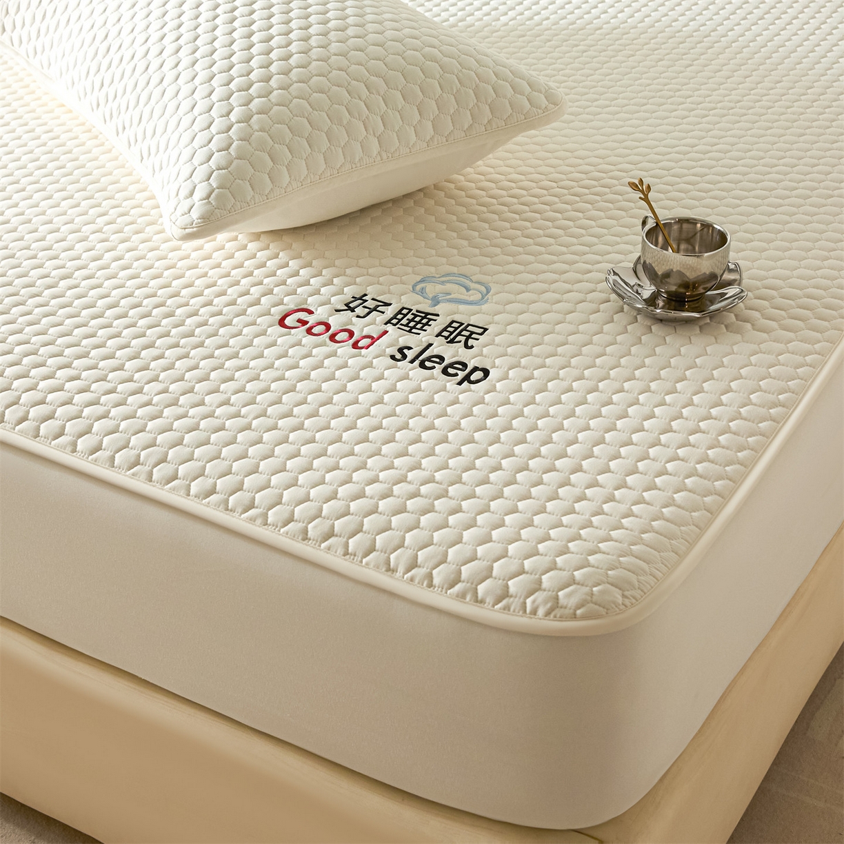 91家纺网 家纺一手货源 找家纺 居眠 2026新款好睡眠-棉花床笠 好睡眠-云舒白