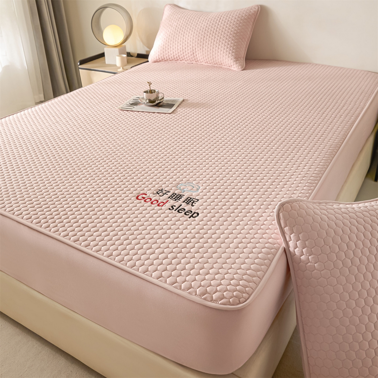 91家纺网 家纺一手货源 找家纺 居眠 2026新款好睡眠-棉花床笠 好睡眠-樱桃粉