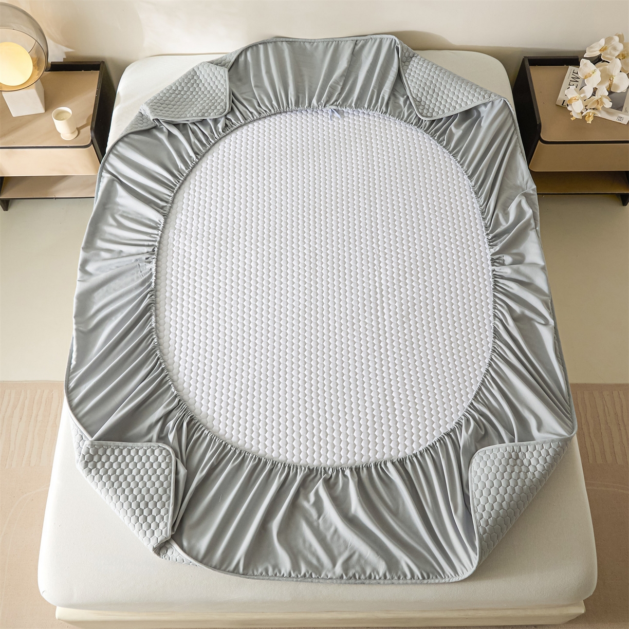 91家纺网 家纺一手货源 找家纺 居眠 2026新款好睡眠-棉花床笠 好睡眠-雾隐灰