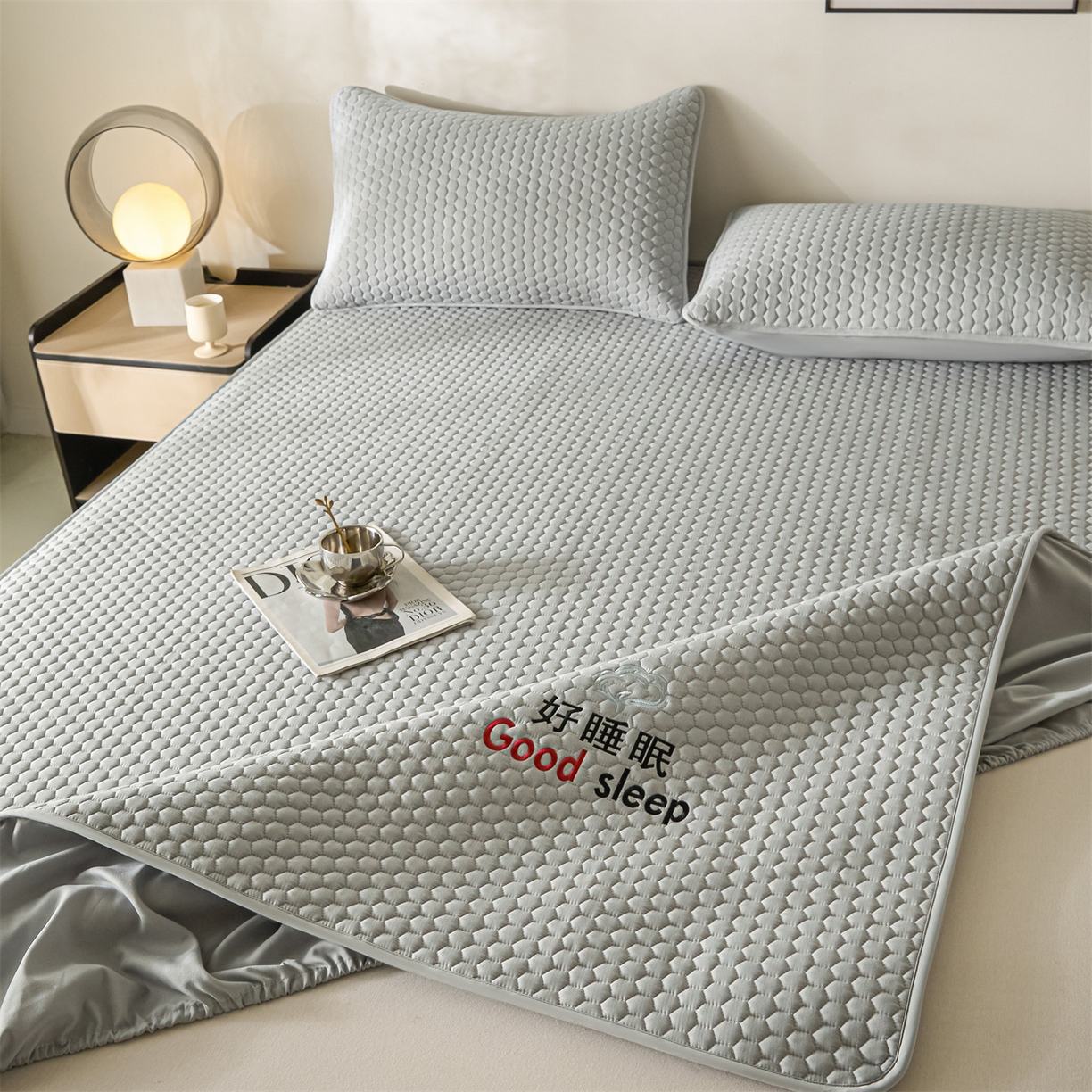 91家纺网 家纺一手货源 找家纺 居眠 2026新款好睡眠-棉花床笠 好睡眠-雾隐灰