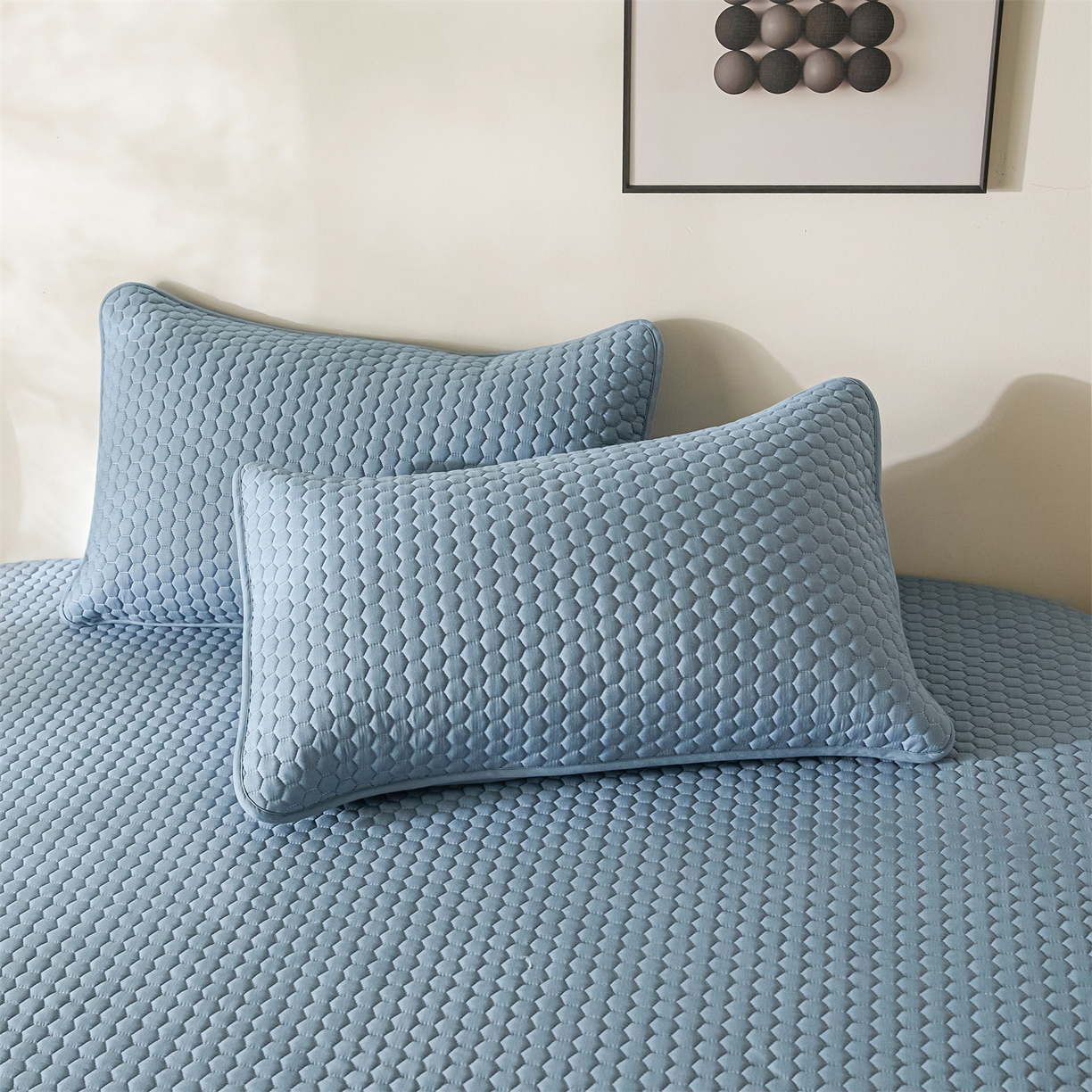 91家纺网 家纺一手货源 找家纺 居眠 2026新款好睡眠-棉花床笠 好睡眠-雾海蓝