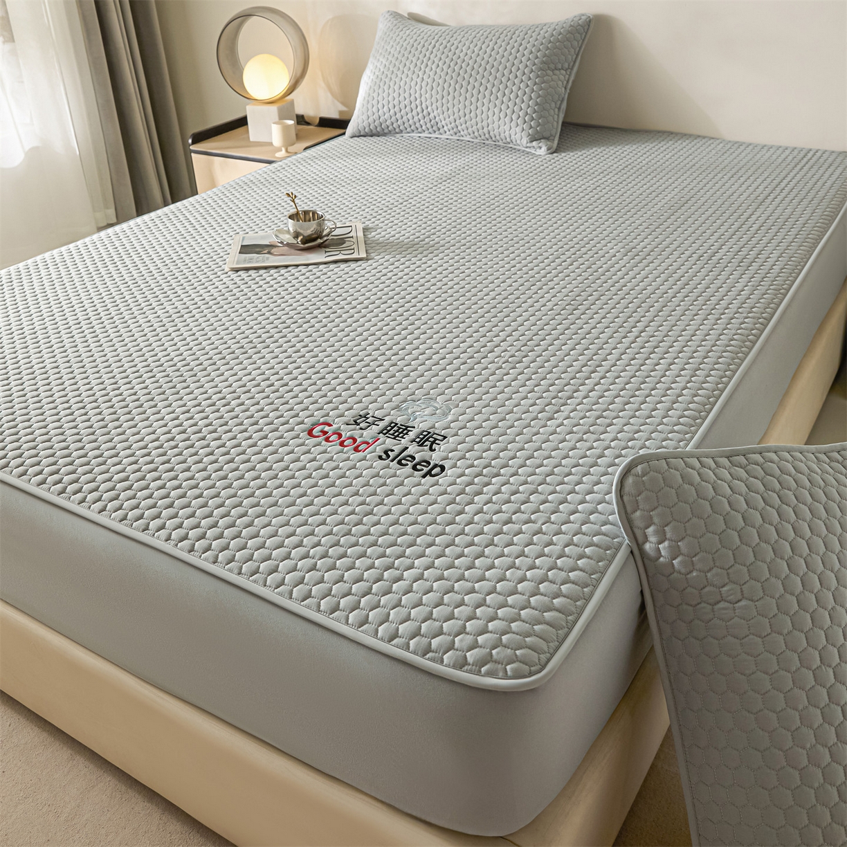 91家纺网 家纺一手货源 找家纺 居眠 2026新款好睡眠-棉花床笠 好睡眠-雾隐灰