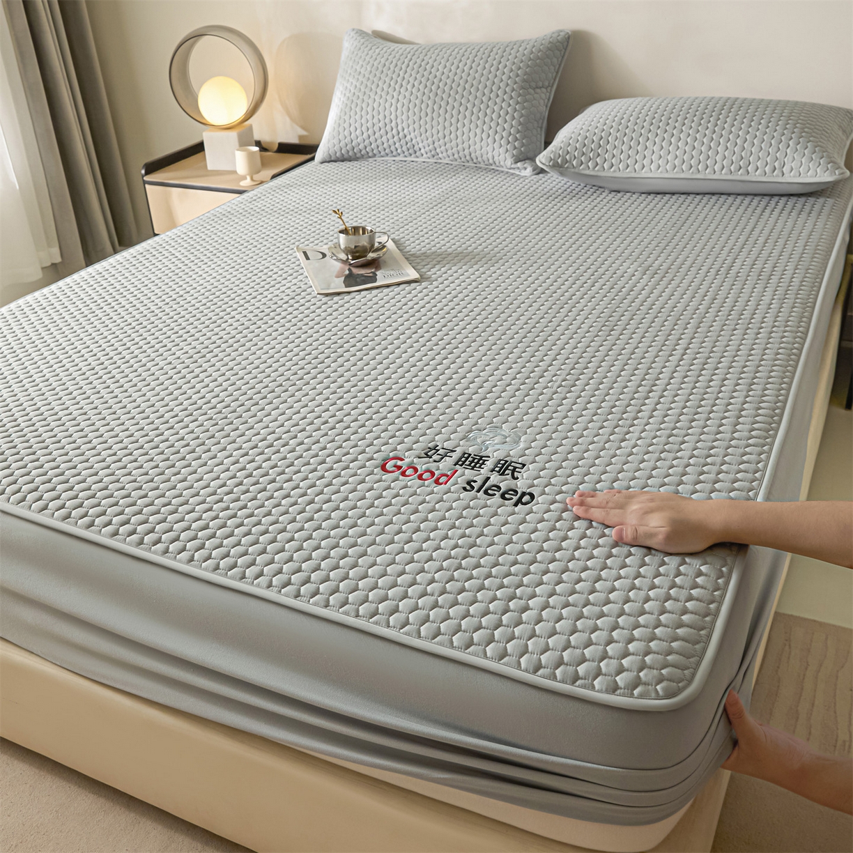 91家纺网 家纺一手货源 找家纺 居眠 2026新款好睡眠-棉花床笠 好睡眠-雾隐灰