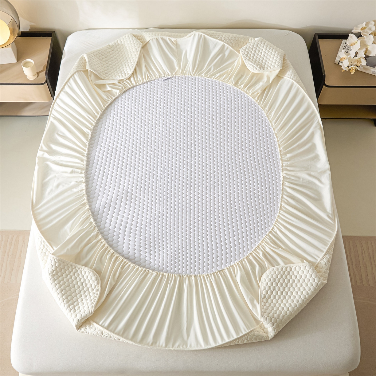 91家纺网 家纺一手货源 找家纺 居眠 2026新款好睡眠-棉花床笠 好睡眠-云舒白