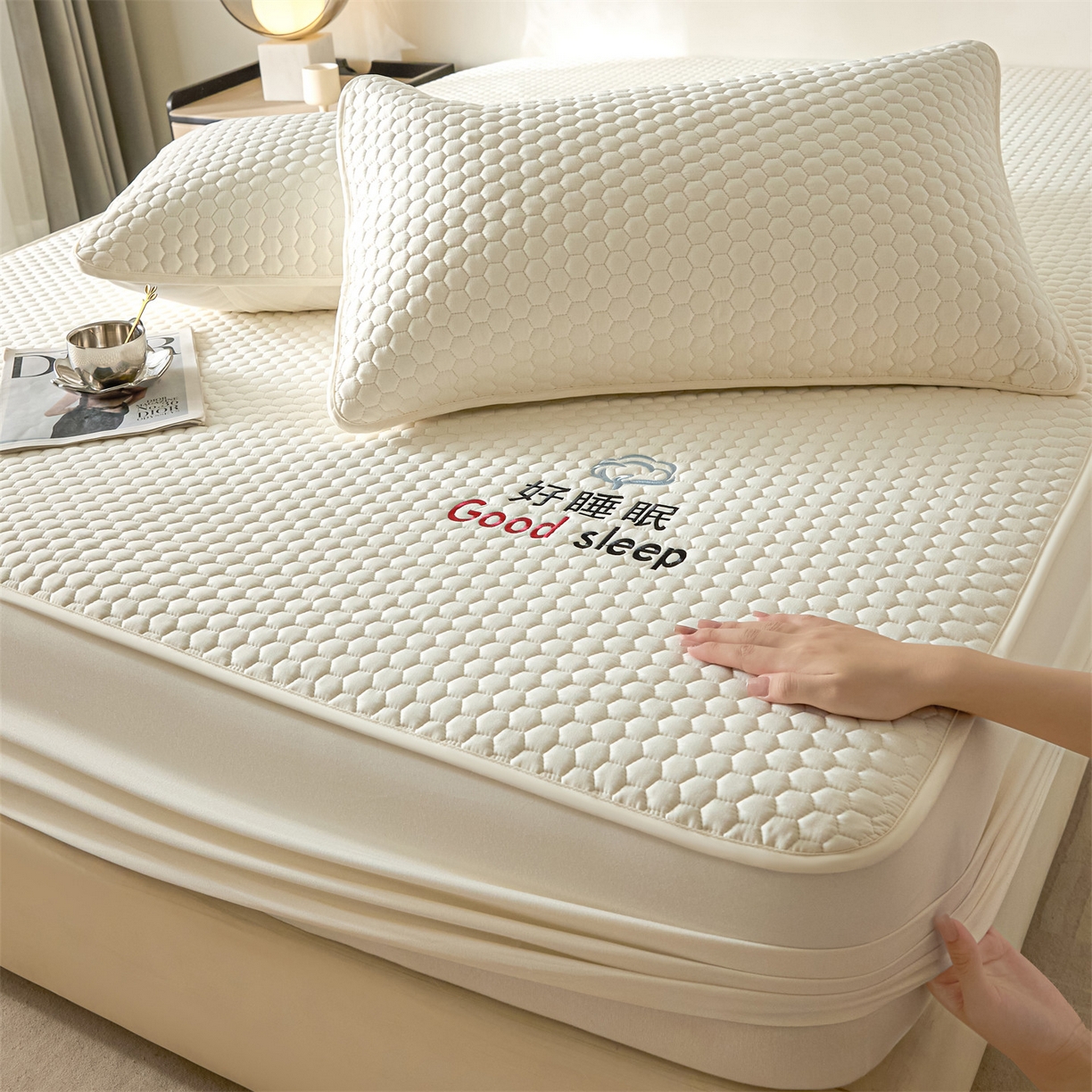 91家纺网 家纺一手货源 找家纺 居眠 2026新款好睡眠-棉花床笠 好睡眠-云舒白