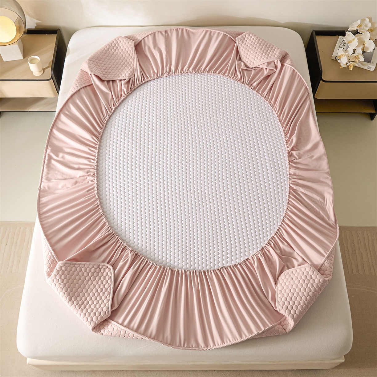 91家纺网 家纺一手货源 找家纺 居眠 2026新款好睡眠-棉花床笠 好睡眠-樱桃粉