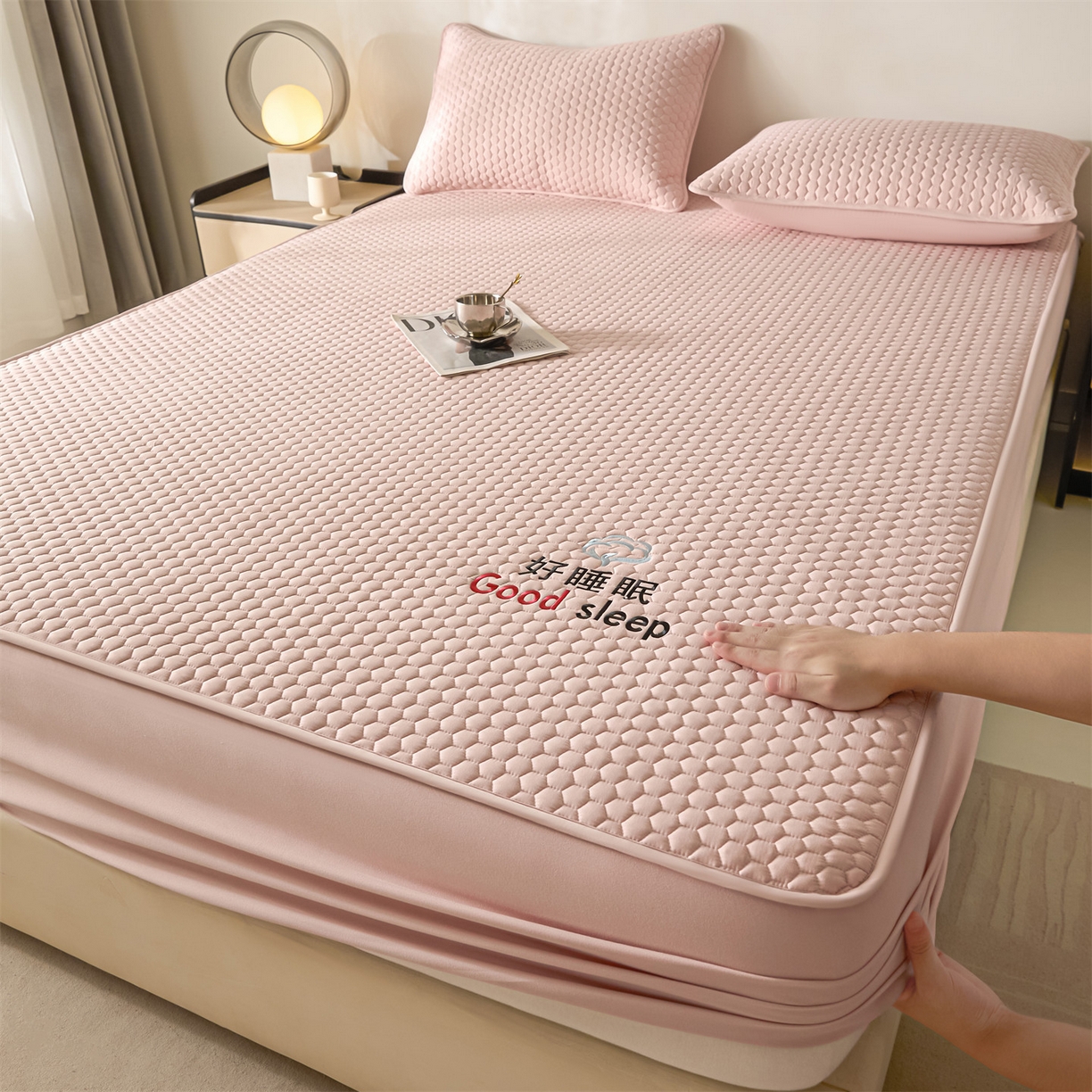 91家纺网 家纺一手货源 找家纺 居眠 2026新款好睡眠-棉花床笠 好睡眠-樱桃粉