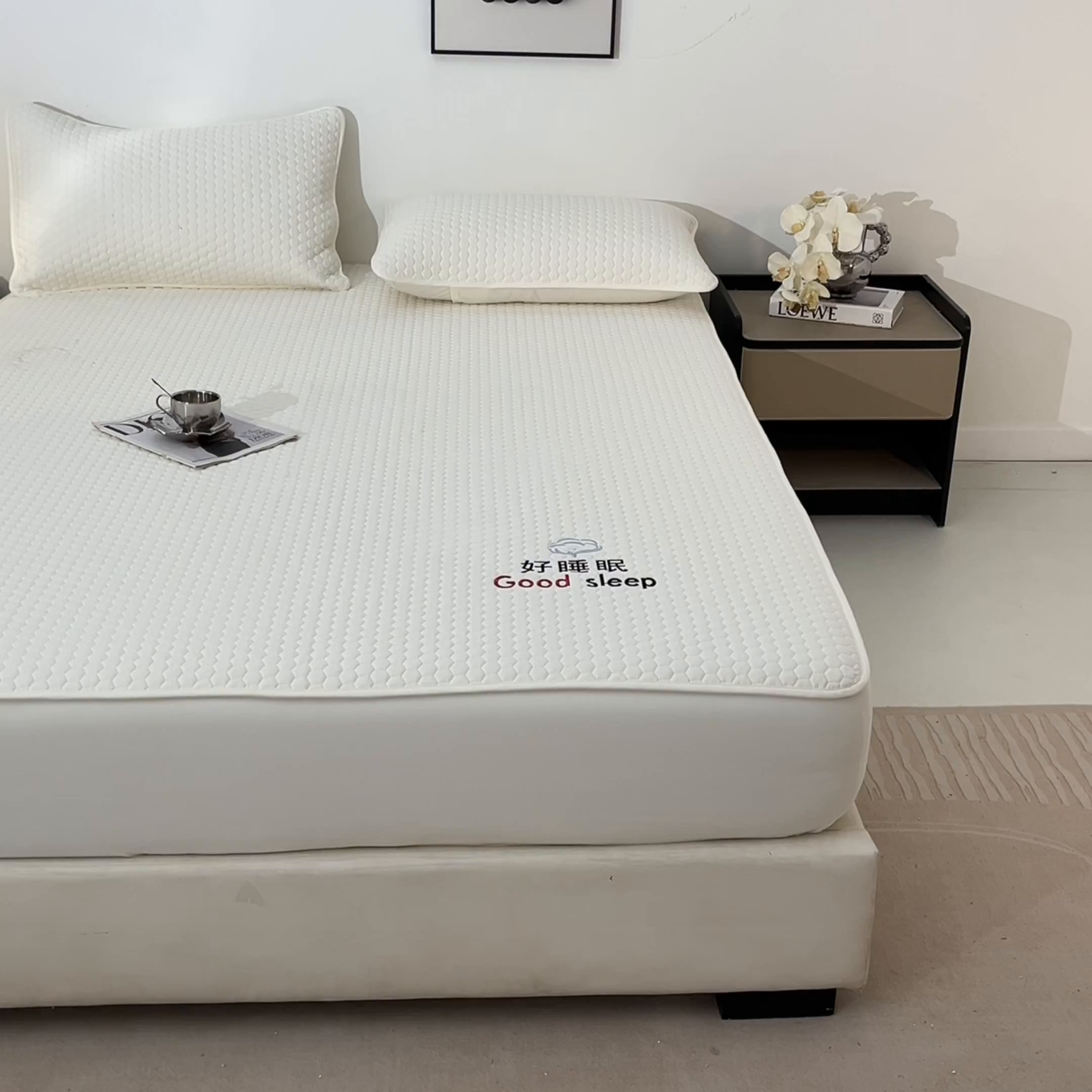 91家纺网 家纺一手货源 找家纺 居眠 2026新款好睡眠-棉花床笠 好睡眠-云舒白