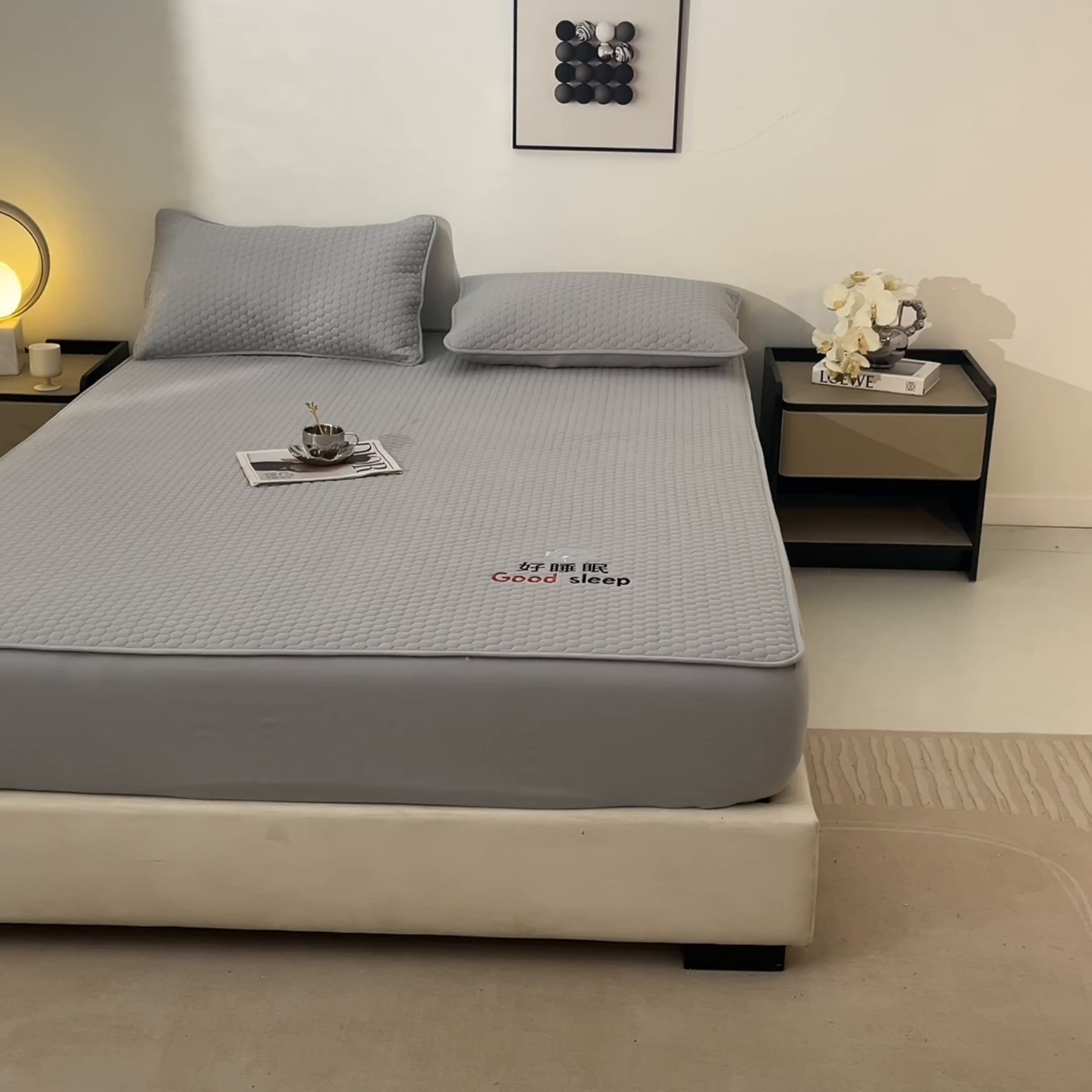 91家纺网 家纺一手货源 找家纺 居眠 2026新款好睡眠-棉花床笠 好睡眠-雾隐灰