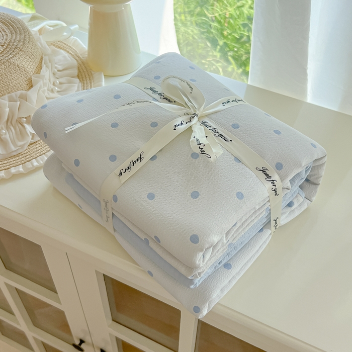 91家纺网 家纺一手货源 找家纺 玉海棠家纺 2025新款双层皱皱纱四件套 小确幸